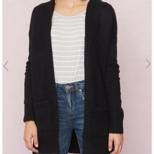 FUZZY HOODED SWEATER CARDIGAN